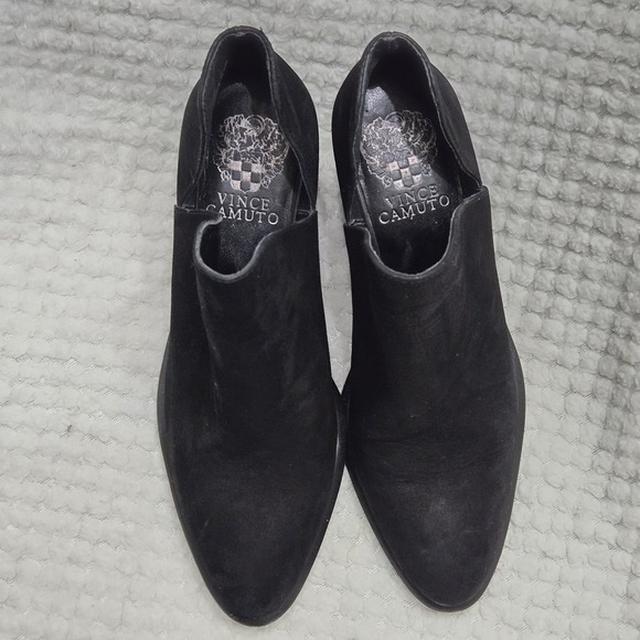 VINCE CAMUTO Petran Ankle Boots Women's Size 6.5 Black Nubuck Suede Boho Booties - Picture 4 of 10